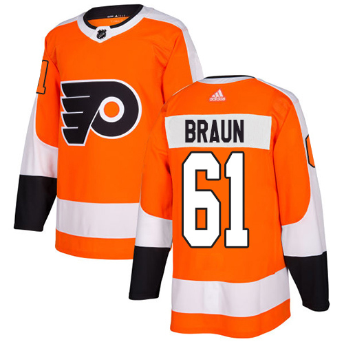 Adidas Flyers #61 Justin Braun Orange Home Authentic Stitched NHL Jersey Adidas Flyers #61 Justin Braun Orange Home Authentic Stitched NHL Jersey