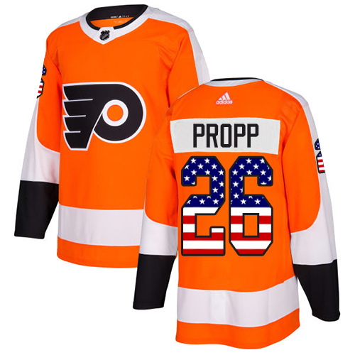 Adidas Flyers #26 Brian Propp Orange Home Authentic USA Flag Stitched NHL Jersey Adidas Flyers #26 Brian Propp Orange Home Authentic USA Flag Stitched NHL Jersey