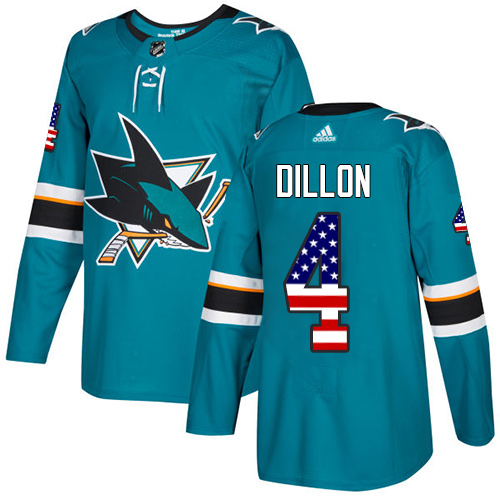 Adidas Sharks #4 Brenden Dillon Teal Home Authentic USA Flag Stitched NHL Jersey Adidas Sharks #4 Brenden Dillon Teal Home Authentic USA Flag Stitched NHL Jersey