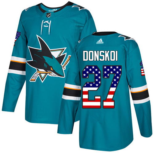 Adidas Sharks #27 Joonas Donskoi Teal Home Authentic USA Flag Stitched NHL Jersey Adidas Sharks #27 Joonas Donskoi Teal Home Authentic USA Flag Stitched NHL Jersey