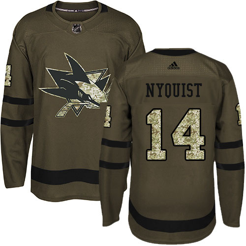 Adidas Sharks #14 Gustav Nyquist Green Salute To Service Stitched NHL Jersey Adidas Sharks #14 Gustav Nyquist Green Salute To Service Stitched NHL Jersey