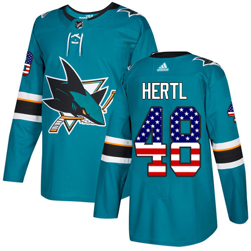 Adidas Sharks #48 Tomas Hertl Teal Home Authentic USA Flag Stitched NHL Jersey Adidas Sharks #48 Tomas Hertl Teal Home Authentic USA Flag Stitched NHL Jersey