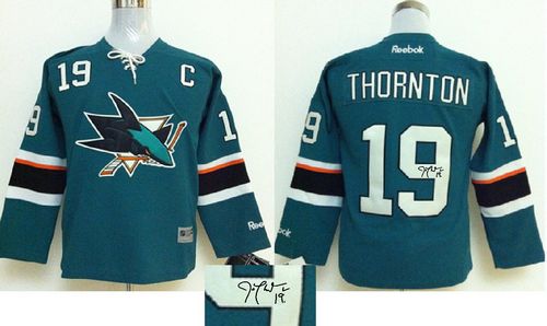 Sharks #19 Joe Thornton Teal Autographed Stitched NHL Jersey Sharks #19 Joe Thornton Teal Autographed Stitched NHL Jersey