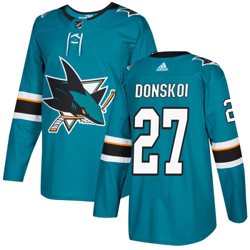 Adidas Sharks #27 Joonas Donskoi Teal Home Authentic Stitched NHL Jersey Adidas Sharks #27 Joonas Donskoi Teal Home Authentic Stitched NHL Jersey