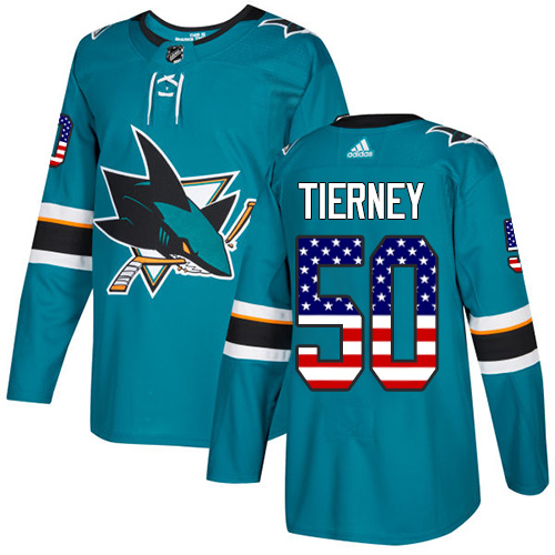 Adidas Sharks #50 Chris Tierney Teal Home Authentic USA Flag Stitched NHL Jersey Adidas Sharks #50 Chris Tierney Teal Home Authentic USA Flag Stitched NHL Jersey