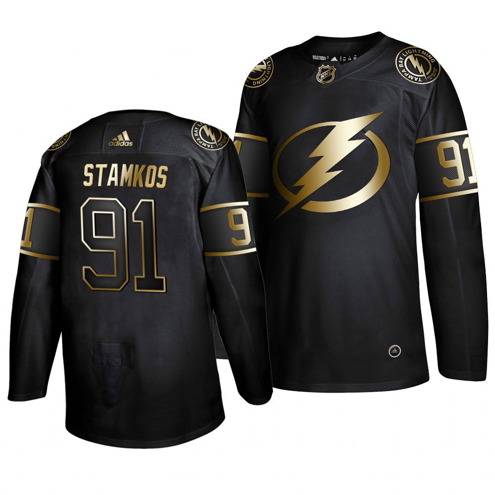Adidas Lightning #91 Steven Stamkos Men's 2019 Black Golden Edition Authentic Stitched NHL Jersey Adidas Lightning #91 Steven Stamkos Men's 2019 Black Golden Edition Authentic Stitched NHL Jersey