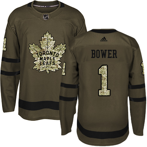 Adidas Maple Leafs #1 Johnny Bower Green Salute to Service Stitched NHL Jersey Adidas Maple Leafs #1 Johnny Bower Green Salute to Service Stitched NHL Jersey