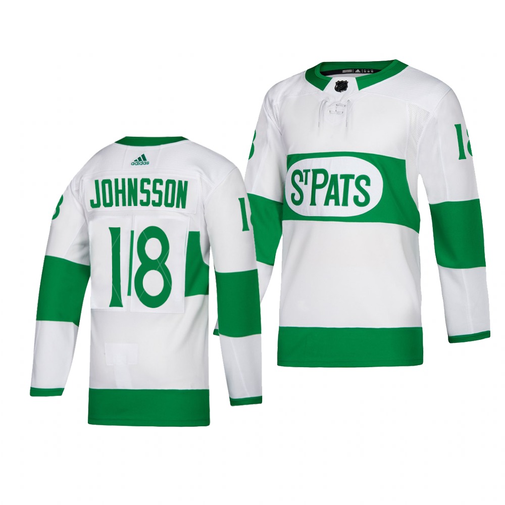 Maple Leafs #18 Andreas Johnsson adidas White 2019 St. Patrick's Day Authentic Player Stitched NHL Jersey Maple Leafs #18 Andreas Johnsson adidas White 2019 St. Patrick's Day Authentic Player Stitched NHL Jersey