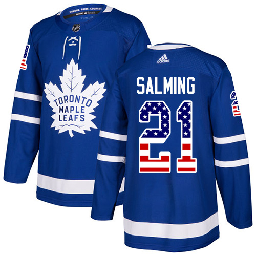Adidas Maple Leafs #21 Borje Salming Blue Home Authentic USA Flag Stitched NHL Jersey Adidas Maple Leafs #21 Borje Salming Blue Home Authentic USA Flag Stitched NHL Jersey