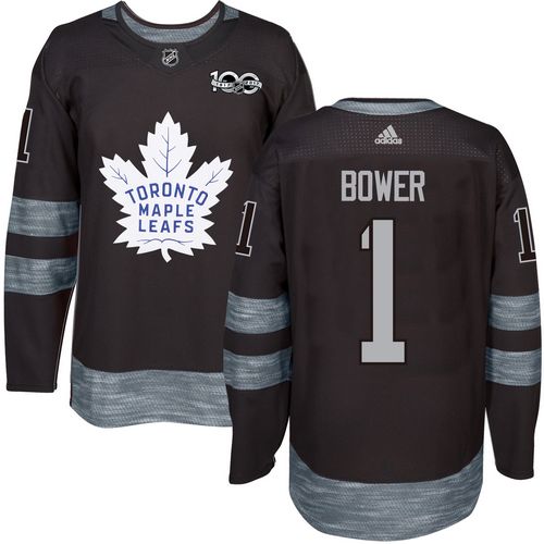Adidas Maple Leafs #1 Johnny Bower Black 1917-2017 100th Anniversary Stitched NHL Jersey Adidas Maple Leafs #1 Johnny Bower Black 1917-2017 100th Anniversary Stitched NHL Jersey