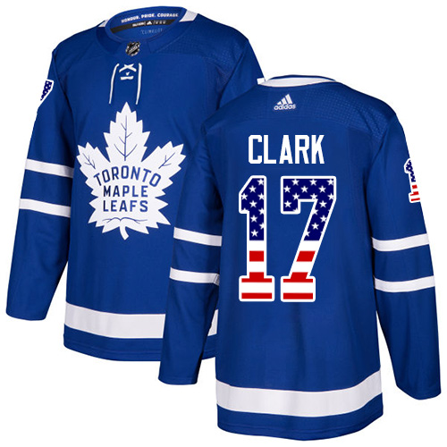 Adidas Maple Leafs #17 Wendel Clark Blue Home Authentic USA Flag Stitched NHL Jersey Adidas Maple Leafs #17 Wendel Clark Blue Home Authentic USA Flag Stitched NHL Jersey
