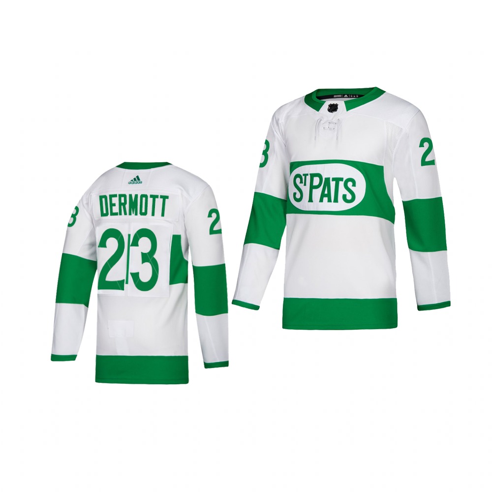Maple Leafs #23 Travis Dermott adidas White 2019 St. Patrick's Day Authentic Player Stitched NHL Jersey Maple Leafs #23 Travis Dermott adidas White 2019 St. Patrick's Day Authentic Player Stitched NHL Jersey
