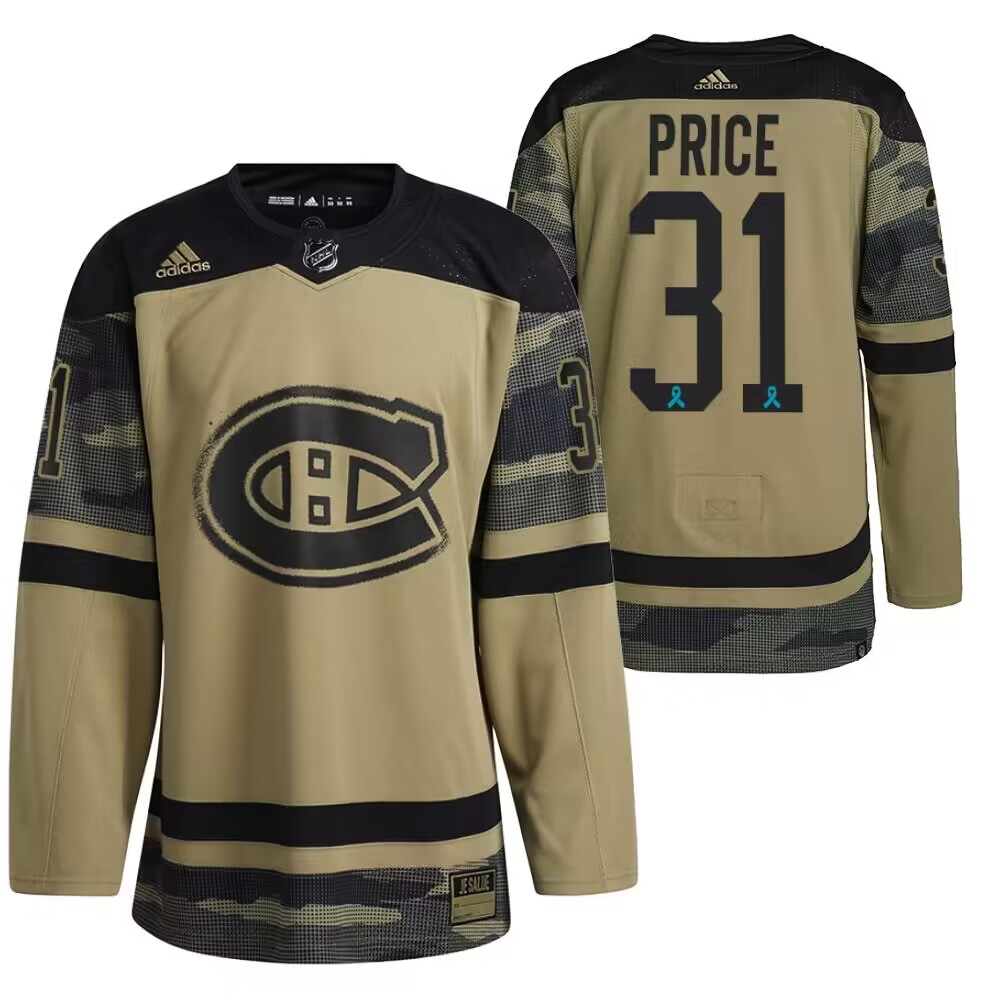 Men's Montreal Canadiens #31 Carey Price Olive Salute To Service Stitched Jersey Men's Montreal Canadiens #31 Carey Price Olive Salute To Service Stitched Jersey