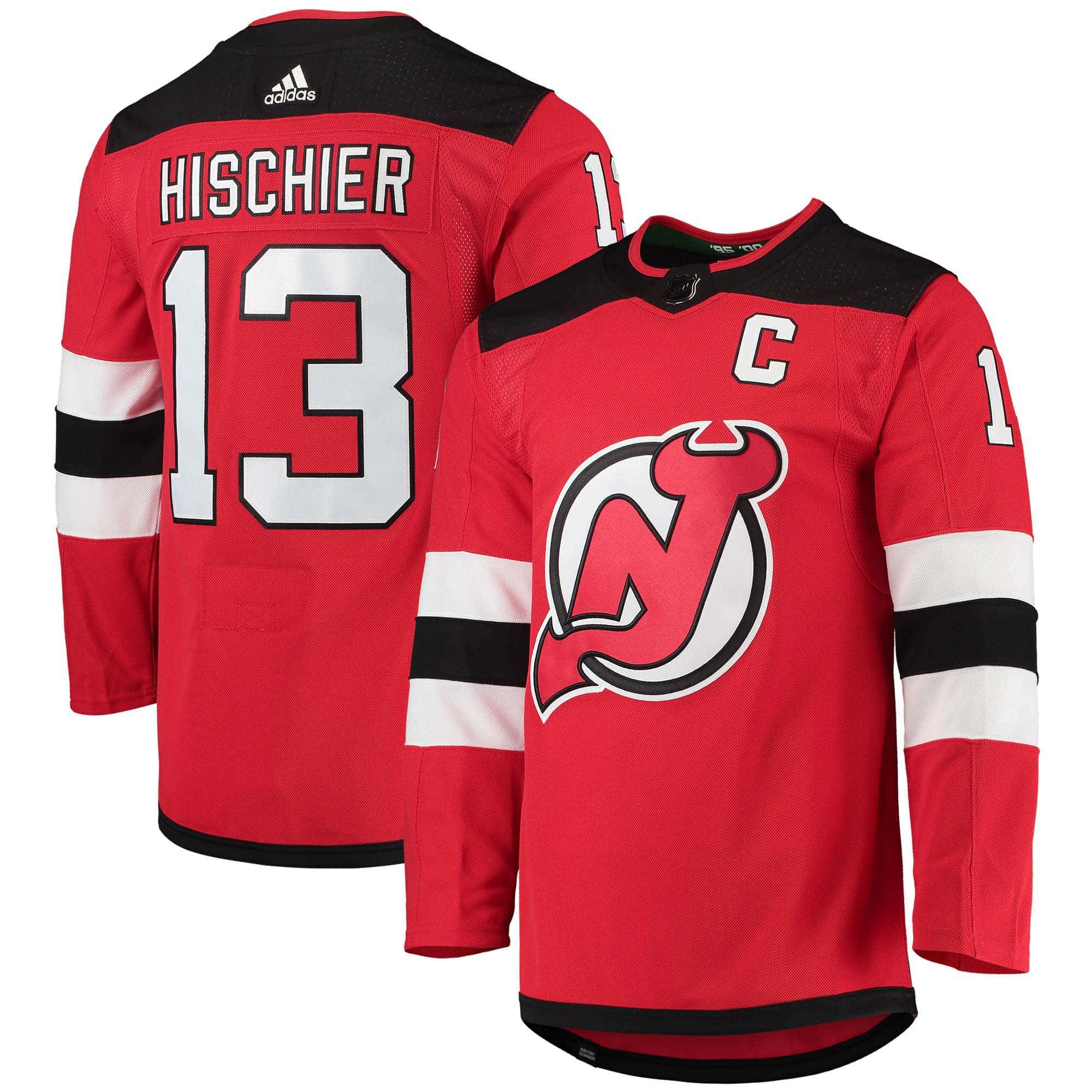 Adidas Devils #13 Nico Hischier Red Home C Patch Stitched NHL Jersey Adidas Devils #13 Nico Hischier Red Home C Patch Stitched NHL Jersey