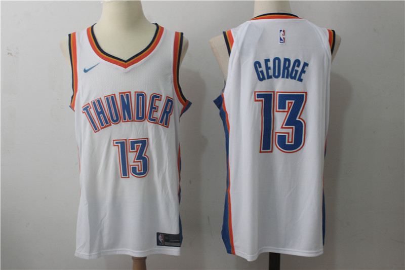 Men's Nike Oklahoma City Thunder #13 Paul George White Stitched NBA Jersey Men's Nike Oklahoma City Thunder #13 Paul George White Stitched NBA Jersey
