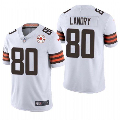 Men's Cleveland Browns #80 Jarvis Landry 2021 White NFL 75th Anniversary Vapor Untouchable Limited Stitched Jersey Men's Cleveland Browns #80 Jarvis Landry 2021 White NFL 75th Anniversary Vapor Untouchable Limited Stitched Jersey