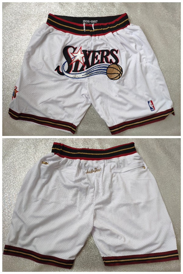 Men's Philadelphia 76ers White Shorts (Run Small) Men's Philadelphia 76ers White Shorts (Run Small)