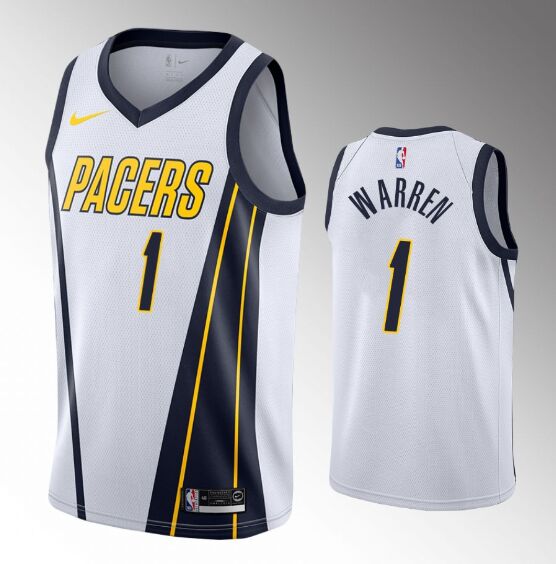 Men's Indiana Pacers #1 T.J. Warren White NBA Stitched Jersey Men's Indiana Pacers #1 T.J. Warren White NBA Stitched Jersey