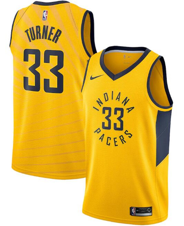 Men's Indiana Pacers Yellow #33 Myles Turner Statement Edition Swingman Stitched Jersey Men's Indiana Pacers Yellow #33 Myles Turner Statement Edition Swingman Stitched Jersey