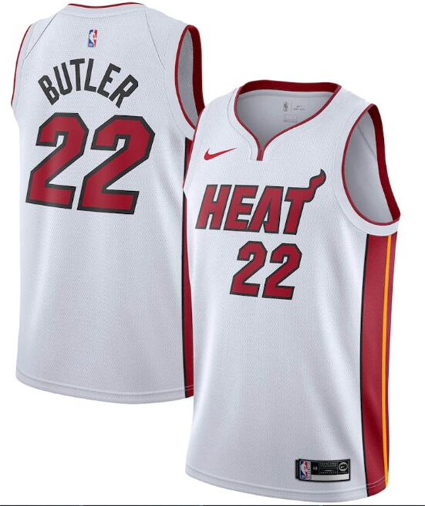 Men's Miami Heat White #22 Jimmy Butler Association Edition Swingman Stitched Jersey Men's Miami Heat White #22 Jimmy Butler Association Edition Swingman Stitched Jersey