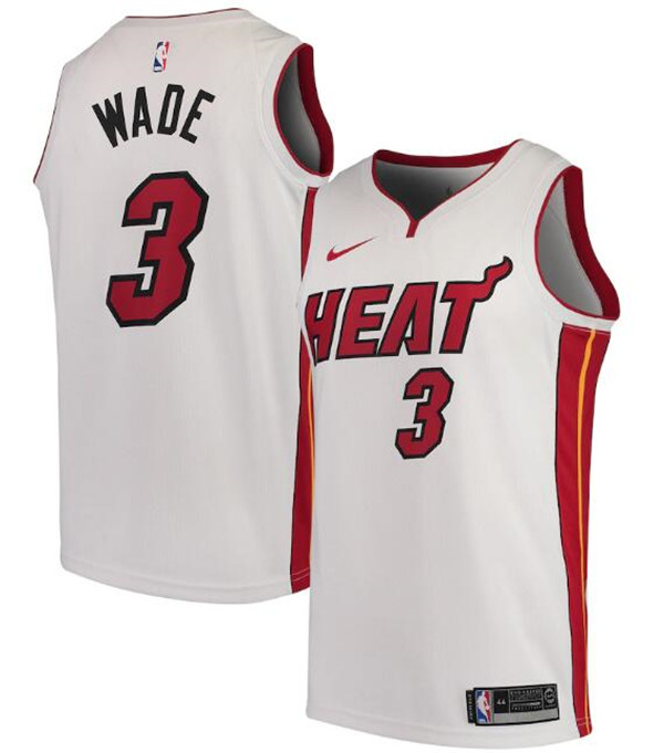 Men's Miami Heat White #3 Dwyane Wade Association Edition Swingman Stitched Jersey Men's Miami Heat White #3 Dwyane Wade Association Edition Swingman Stitched Jersey