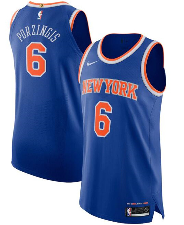 New Yok Knicks Blue #6 Kristaps Porzingis Icon Edition Stitched Jersey New Yok Knicks Blue #6 Kristaps Porzingis Icon Edition Stitched Jersey