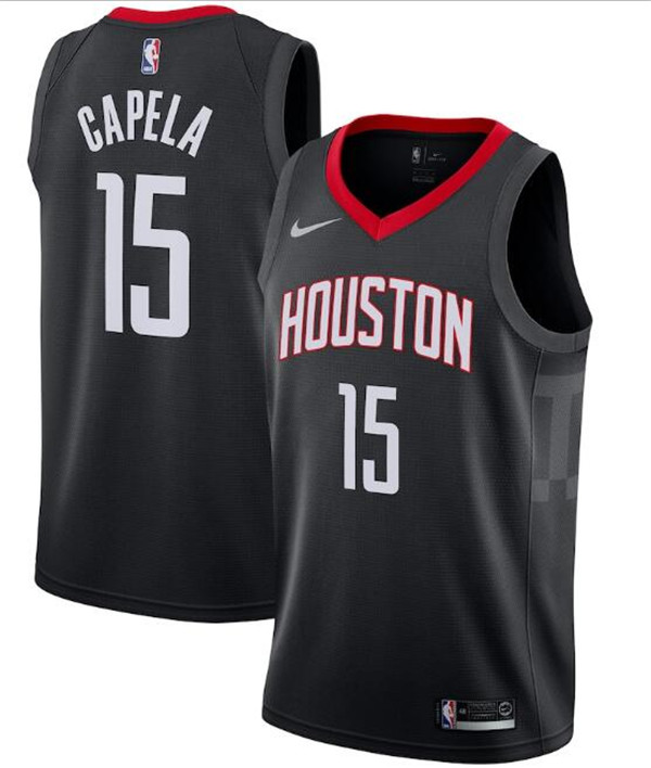 Men's Houston Rockets #15 Clint Capela Black NBA Statement Edition Stitched Jersey Men's Houston Rockets #15 Clint Capela Black NBA Statement Edition Stitched Jersey