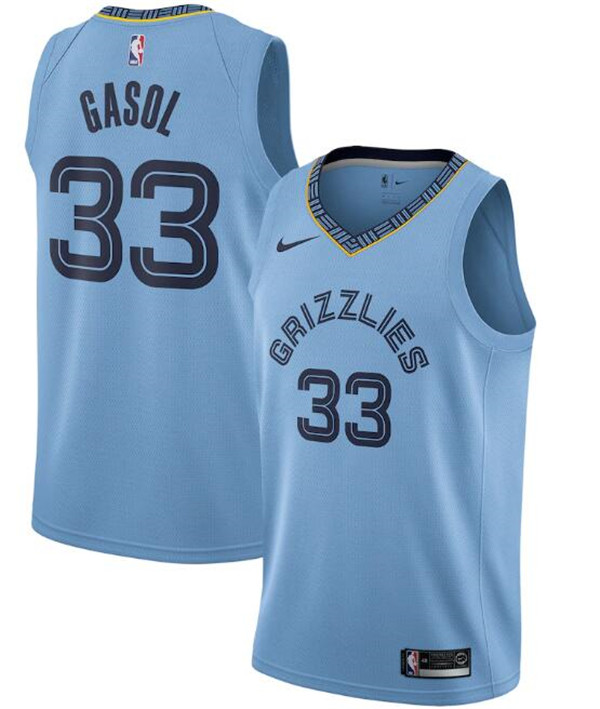 Men's Memphis Grizzlies #33 Marc Gasol Light Blue NBA Statement Edition Stitched Jersey Men's Memphis Grizzlies #33 Marc Gasol Light Blue NBA Statement Edition Stitched Jersey