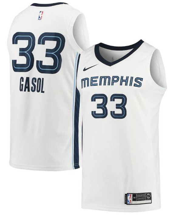 Men's Memphis Grizzlies #33 Marc Gasol White NBA Association Edition Stitched Jersey Men's Memphis Grizzlies #33 Marc Gasol White NBA Association Edition Stitched Jersey