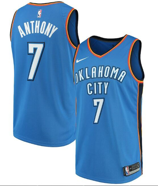 Men's Oklahoma City Thunder #7 Carmelo Anthony Blue NBA Icon Edition Stitched NBA Jersey Men's Oklahoma City Thunder #7 Carmelo Anthony Blue NBA Icon Edition Stitched NBA Jersey