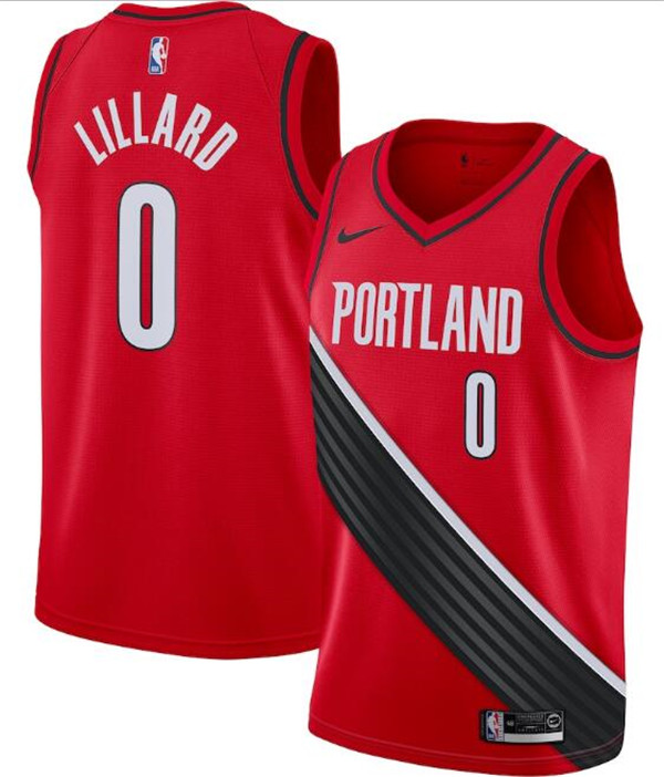 Men's Portland Trail Blazers Red #0 Damian Lillard Statement Edition Stitched Jersey Men's Portland Trail Blazers Red #0 Damian Lillard Statement Edition Stitched Jersey