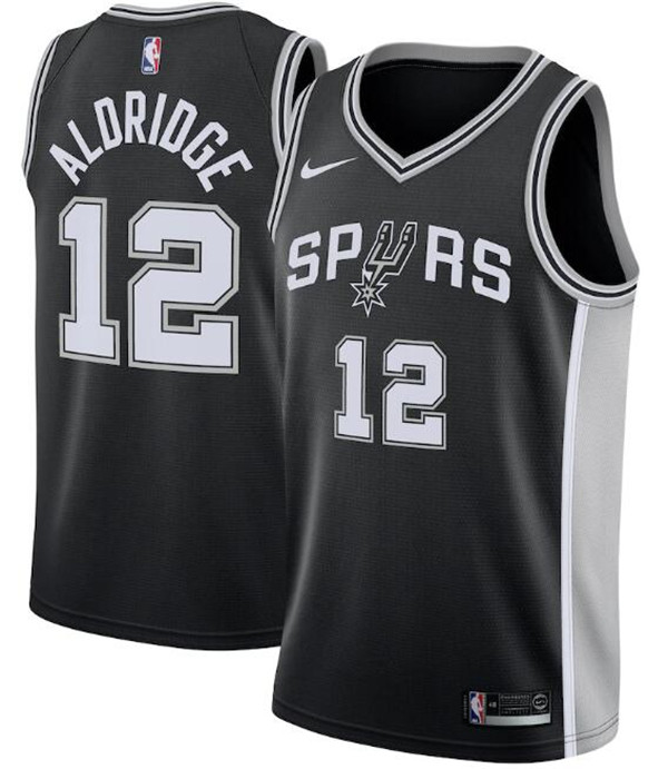 Men's San Antonio Spurs #12 Lamarcus Aldridge Black NBA Icon Edition Swingman Stitched Jersey Men's San Antonio Spurs #12 Lamarcus Aldridge Black NBA Icon Edition Swingman Stitched Jersey