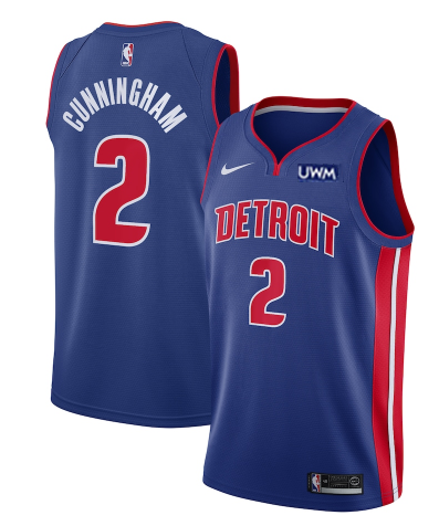 Men's Detroit Pistons #2 Cade Cunningham Blue Draft First Round Pick Icon Edition Stitched Basketball Jersey Men's Detroit Pistons #2 Cade Cunningham Blue Draft First Round Pick Icon Edition Stitched Basketball Jersey
