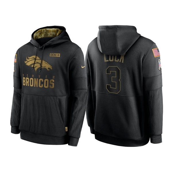 Men's Denver Broncos #3 Drew Lock Black NFL 2020 Salute To Service Sideline Performance Pullover Hoodie Men's Denver Broncos #3 Drew Lock Black NFL 2020 Salute To Service Sideline Performance Pullover Hoodie