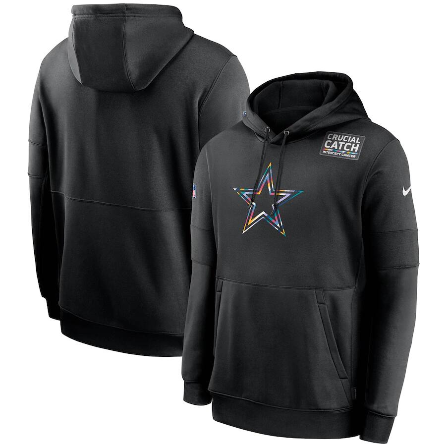 Men's Dallas Cowboys Black NFL 2020 Crucial Catch Sideline Performance Pullover Hoodie Men's Dallas Cowboys Black NFL 2020 Crucial Catch Sideline Performance Pullover Hoodie