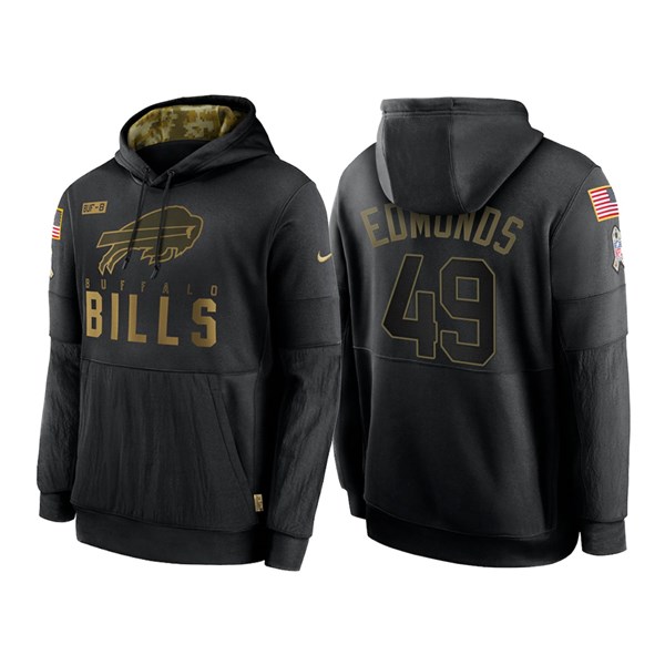 Men's Buffalo Bills #49 Tremaine Edmunds Black NFL 2020 Salute To Service Sideline Performance Pullover Hoodie Men's Buffalo Bills #49 Tremaine Edmunds Black NFL 2020 Salute To Service Sideline Performance Pullover Hoodie