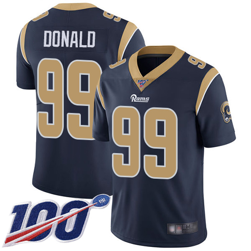Nike Rams #99 Aaron Donald Navy Blue Team Color Men's Stitched NFL 100th Season Vapor Limited Jersey Nike Rams #99 Aaron Donald Navy Blue Team Color Men's Stitched NFL 100th Season Vapor Limited Jersey