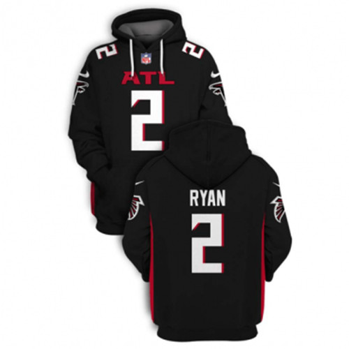 Men's Atlanta Falcons #2 Matt Ryan 2021 Black Pullover Hoodie Men's Atlanta Falcons #2 Matt Ryan 2021 Black Pullover Hoodie