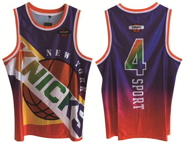Men's New Yok Knicks #4 Derrick Rose Purple Print Basketball Jersey Men's New Yok Knicks #4 Derrick Rose Purple Print Basketball Jersey
