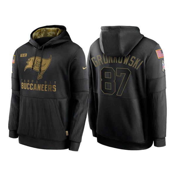 Men's Tampa Bay Buccaneers Black #87 Rob Gronkowski NFL 2020 Salute To Service Sideline Performance Pullover Hoodie Men's Tampa Bay Buccaneers Black #87 Rob Gronkowski NFL 2020 Salute To Service Sideline Performance Pullover Hoodie