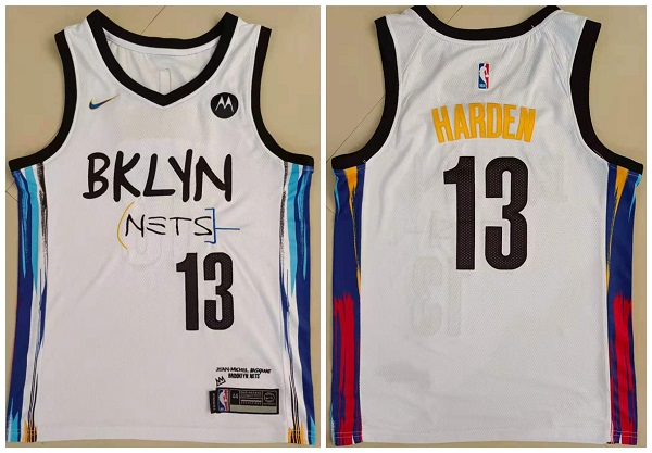 Men's Brooklyn Nets #13 James Harden White Stitched Jersey Men's Brooklyn Nets #13 James Harden White Stitched Jersey
