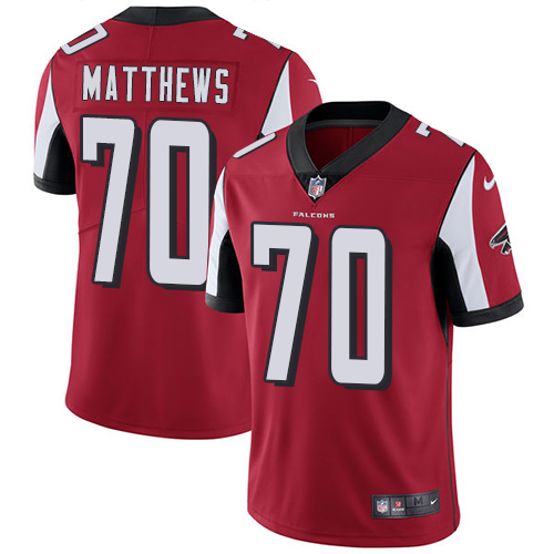 Nike Falcons #70 Jake Matthews Red Team Color Men's Stitched NFL Vapor Untouchable Limited Jersey Nike Falcons #70 Jake Matthews Red Team Color Men's Stitched NFL Vapor Untouchable Limited Jersey