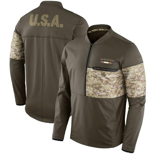 Men's Baltimore Ravens Nike Olive Salute to Service Sideline Hybrid Half-Zip Pullover Jacket Men's Baltimore Ravens Nike Olive Salute to Service Sideline Hybrid Half-Zip Pullover Jacket