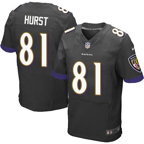 Nike Ravens #81 Hayden Hurst Black Alternate Men's Stitched NFL New Elite Jersey Nike Ravens #81 Hayden Hurst Black Alternate Men's Stitched NFL New Elite Jersey