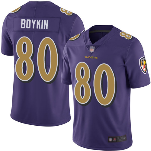 Nike Ravens #80 Miles Boykin Purple Men's Stitched NFL Limited Rush Jersey Nike Ravens #80 Miles Boykin Purple Men's Stitched NFL Limited Rush Jersey