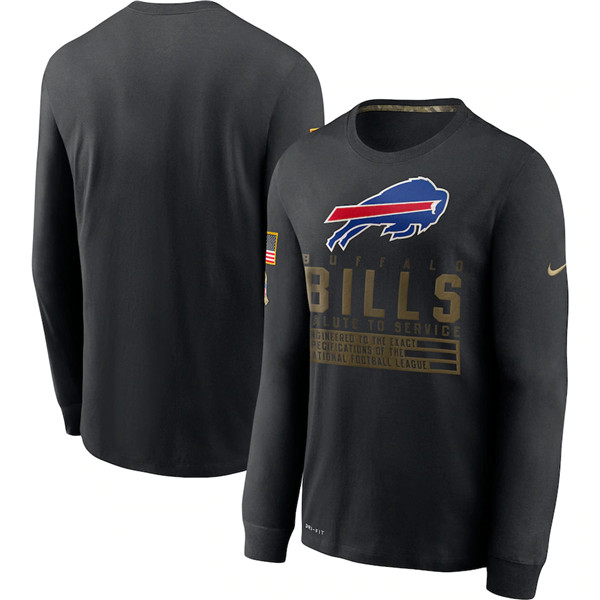 Men's Buffalo Bills Black NFL 2020 Salute To Service Sideline Performance Long Sleeve T-Shirt Men's Buffalo Bills Black NFL 2020 Salute To Service Sideline Performance Long Sleeve T-Shirt