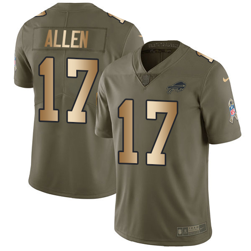 Nike Bills #17 Josh Allen Olive/Gold Men's Stitched NFL Limited 2017 Salute To Service Jersey Nike Bills #17 Josh Allen Olive/Gold Men's Stitched NFL Limited 2017 Salute To Service Jersey