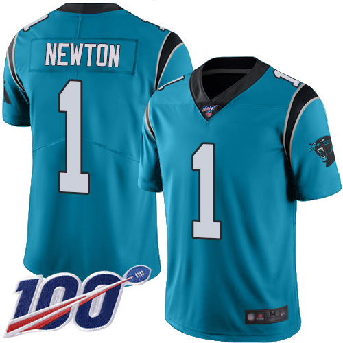 Nike Panthers #1 Cam Newton Blue Men's Stitched NFL Limited Rush 100th Season Jersey Nike Panthers #1 Cam Newton Blue Men's Stitched NFL Limited Rush 100th Season Jersey