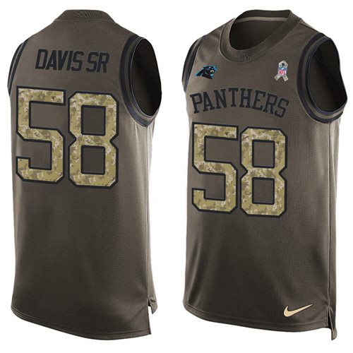 Nike Panthers #58 Thomas Davis Sr Green Men's Stitched NFL Limited Salute To Service Tank Top Jersey Nike Panthers #58 Thomas Davis Sr Green Men's Stitched NFL Limited Salute To Service Tank Top Jersey