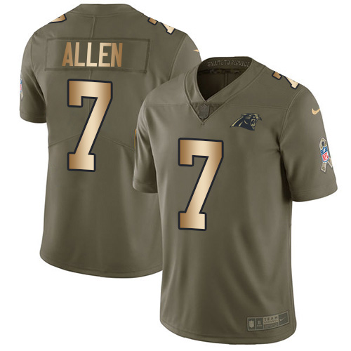 Nike Panthers #7 Kyle Allen Olive/Gold Men's Stitched NFL Limited 2017 Salute To Service Jersey Nike Panthers #7 Kyle Allen Olive/Gold Men's Stitched NFL Limited 2017 Salute To Service Jersey